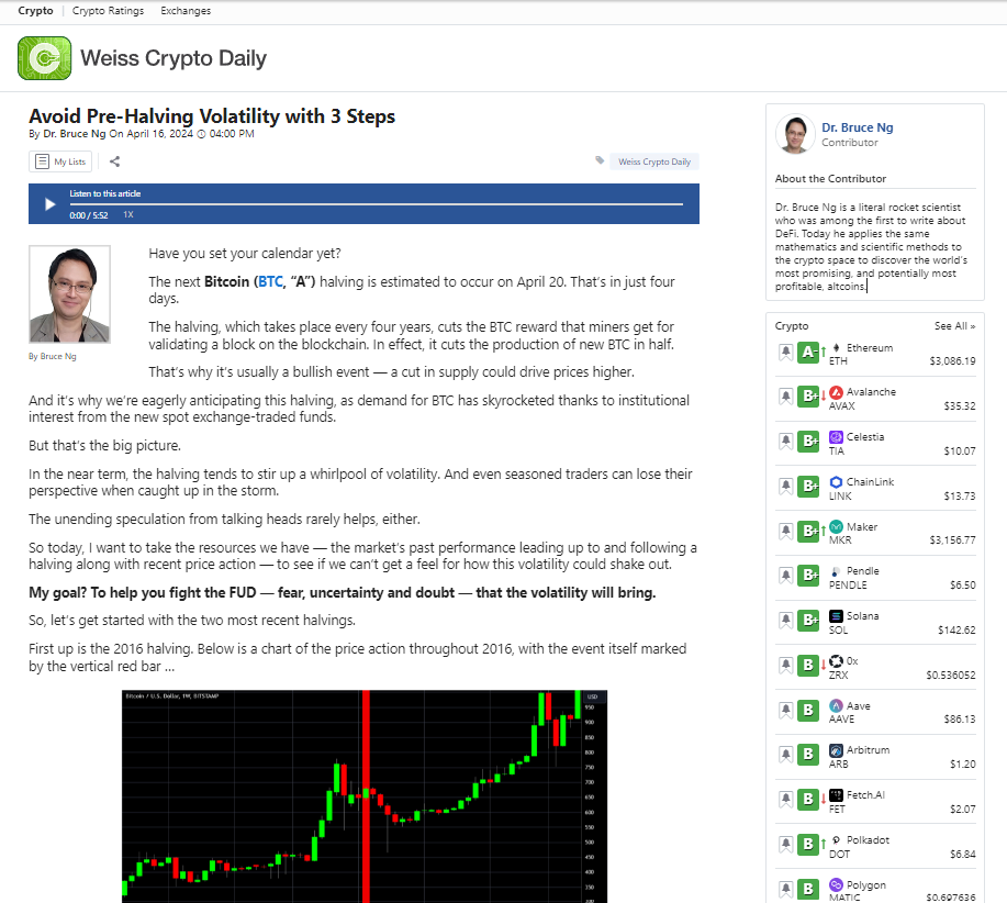 Pre-Halving Bitcoin Volatility by Dr. Bruce Ng