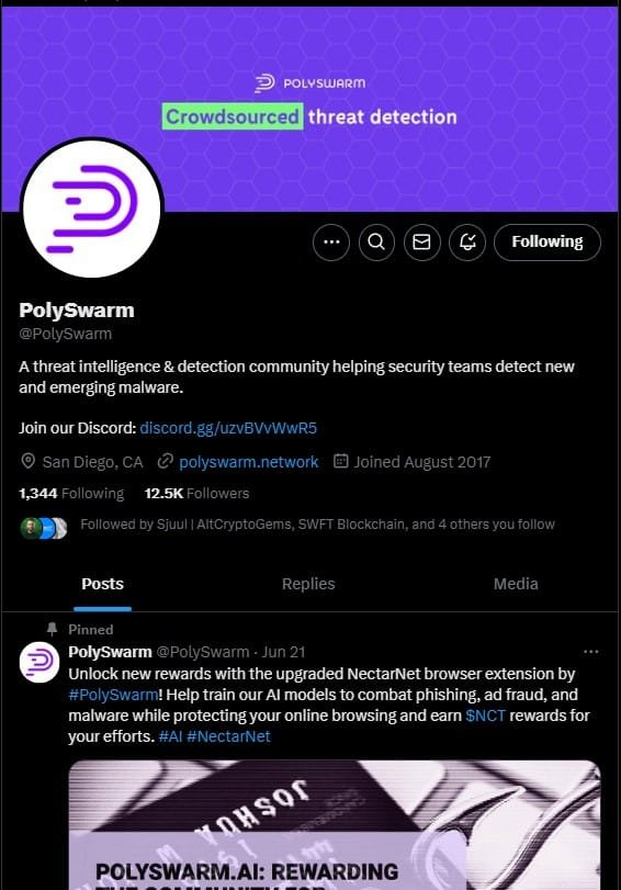 PolySwarm Twitter Polywarm Cybersecurity Malware Threat Detection