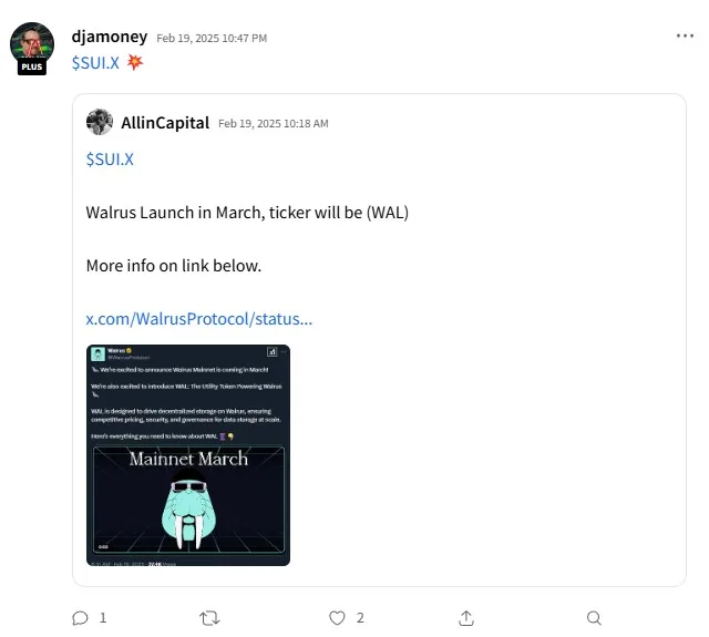 Walrus Protocol - SUI Network - Learn More on StockTwits - By DJamoney Walrus Protocol - SUI Network - Learn More on StockTwits - By DJamoney
