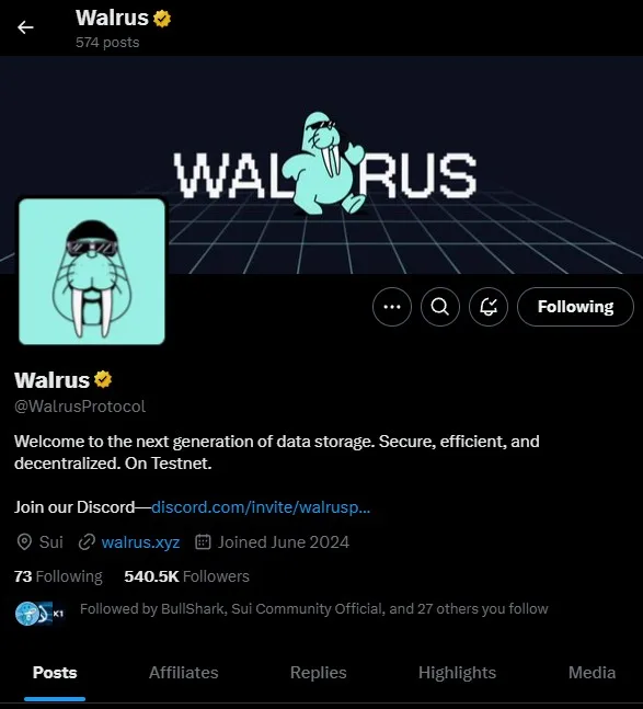 Walrus Protocol on Twitter Walrus Protocol on X.com (formerly Twitter)