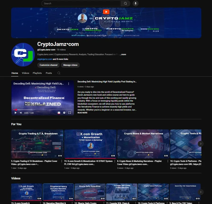 @CryptoJamz-com on YouTube - David Jamison YouTube Channel for @CryptoJamz-com Featured Image